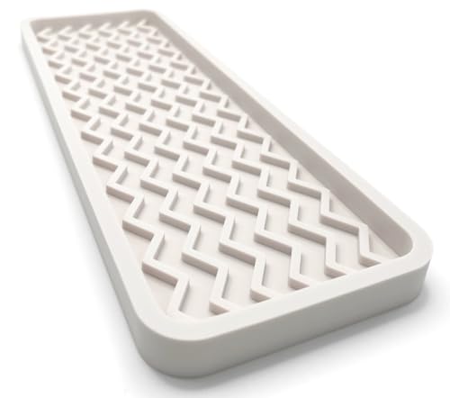 Silicone Sink Organizer Tray, Rectangular, Modern Style, Heat Safe, Dishwasher Safe, for Bathroom and Kitchen Organization (Vanilla Cream, 12"x4", Chevron Pattern)