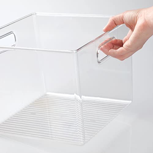 Plastic Modern Storage Organizer Bin Basket with Handles - 4 Pack - Clear - view 3