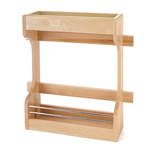 Dual Shelf Under Sink Organizer for Kitchen and Bathroom Cabinets, 42" Sink Base Vanity Storage, Inside Door Mount, Maple Wood, 4SBSU-21