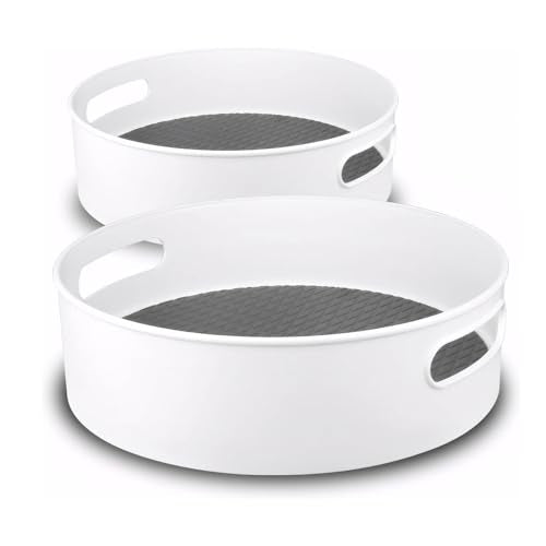 360° Rotating Lazy Susan Organizers, 2 Packs 9" and 12" Turntable Spice Rack Organisers for Kitchen Organization and Storage, Non-Slip Under Sink Organizer for Bathroom Pantry Cupboard