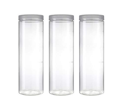 Silicook Clear Plastic Jar, Set of 3-40oz, Round Shaped, Transparent, Food Storage Container, Kitchen & Household Organization for Dry goods, Noodles, Spices and More - view 2