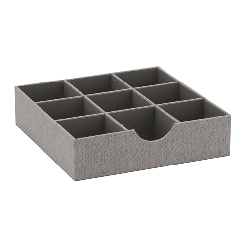 Grey 728-1 Deep 9 Section Drawer Organizer Box for Storage 12 in x 3.13