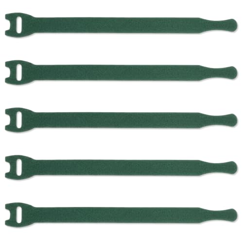 8" Hook & Loop Reusable Cable Tie Wraps - 50 Pack - Green