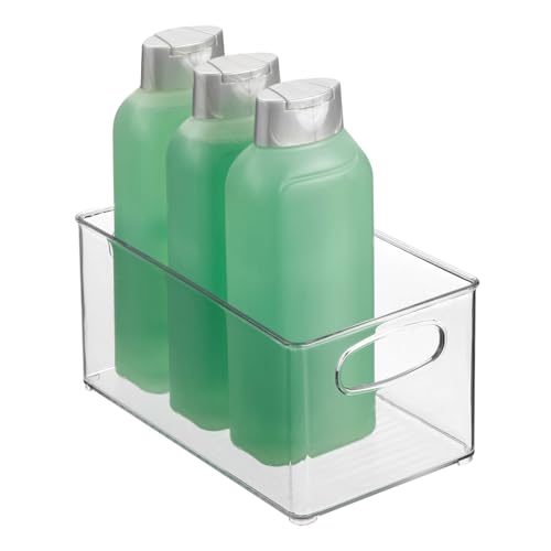 Plastic Bathroom Storage Container Bins w/ Handles - Closet, Cabinet, Vanity, Cupboard Shelf Organization, Hair Tools Accessory Organizer - Ligne Collection; Clear, 10x6x5 (Pack of 4) - view 6