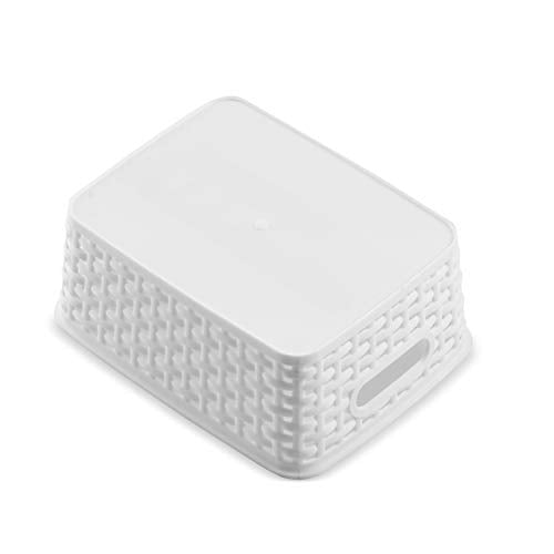 Set of 6 Plastic Storage Baskets - Small Pantry Organizer Basket Bins - Household Organizers with Cutout Handles for Kitchen Organization, Countertops, Cabinets, Bedrooms, and Bathrooms - view 4