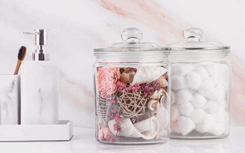 Glass Storage Containers with Lids, 1/2 Gallon, Set of 2, Glass Kitchen Jars, Food & Cookie Storage Containers for Pantry, Bathroom Apothecary Canisters, Dishwasher Safe, Chalk, Label, Scoops - view 6