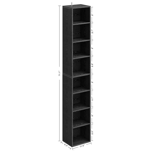 Tall Narrow Bookshelf 8 Tiers, Compact Corner Bookcase, Floor Standing Display Storage Shelves 71 in Tall, Easy to Match for Living Room, Office, Study, Bedroom - view 2