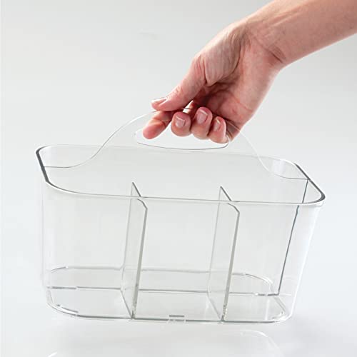 Plastic Cutlery Storage Organizer Caddy Bin Tote with Handle - Kitchen Cabinet Divided Pantry Basket for Forks, Knives, Spoons, Napkins, Indoor/Outdoor Use, Lumiere Collection, Clear - view 6