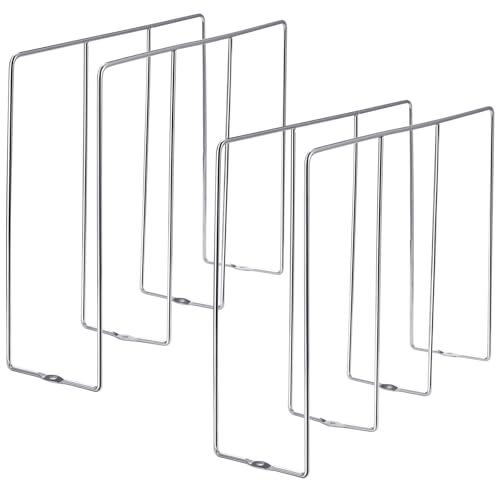 U Shaped Cookie Sheet Organizer for Cabinet Baking Sheet Organizer Kitchen Cabinet Dividers Vertical Chrome Pan Rack Storage Wires Tray Dividers Face Opening of 3.5"(Silver,2 Pcs)