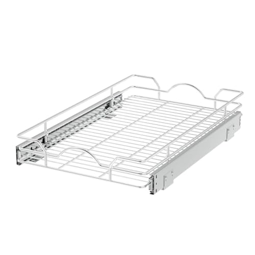 Pull Out Cabinet Organizer 2 Pack (15" W x 21" D), Pull out Shelves 1 Tier, Cabinet Slide Out Shelves for Base Cabinet Organization in Kitchen Bathroom Pantry, Bottom Mount, Chrome Finish - view 7