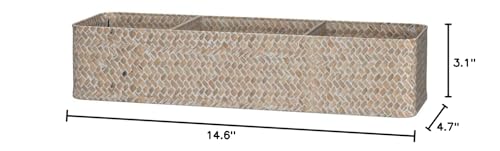 Seagrass Storage Basket 3 Sections Woven Shelf Baskets with Compartment (Whitewash, 14.6inch x 4.7inch x 3.1inch) - view 7