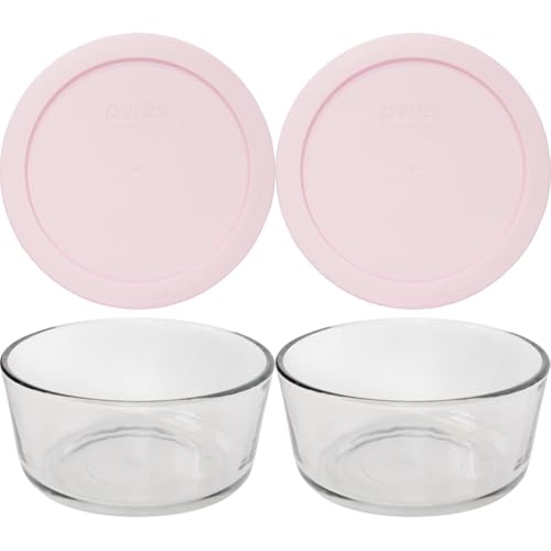7201 4-Cup Bowls and 7201-PC Loring Pink Lids (2-Pack)