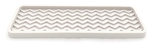 Silicone Sink Organizer Tray, Rectangular, Modern Style, Heat Safe, Dishwasher Safe, for Bathroom and Kitchen Organization (Vanilla Cream, 12"x4", Chevron Pattern) - view 2