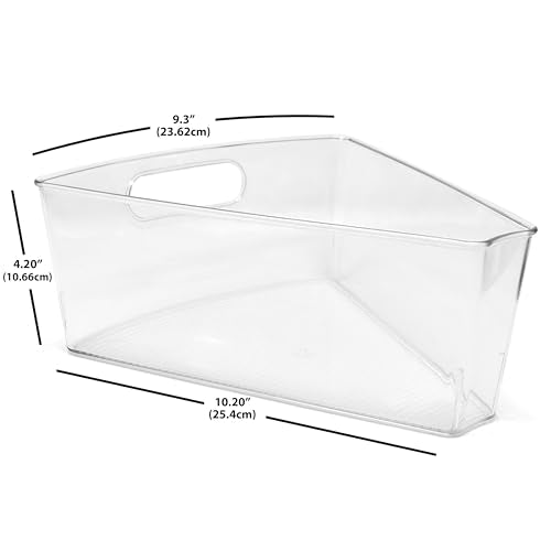 Lazy Susan Deep Organizer Bins, Corner Cabinet Turntable Shelf Storage for Kitchen and Pantry Items, Clear and Sturdy with Built-In Handles, 2 Pack - view 2