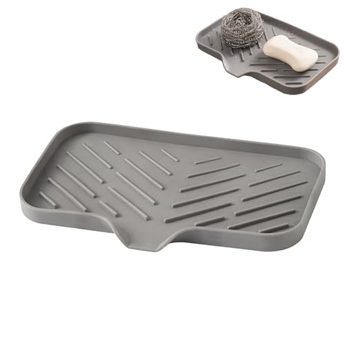 Kitchen Soap Tray, Silicone Bathroom Soap Dishes, Sponge Holder for Kitchen Sink for Bathroom Counter Sink Caddy Organizer for Dish Soap Bottle, Soap Dispenser - view 2