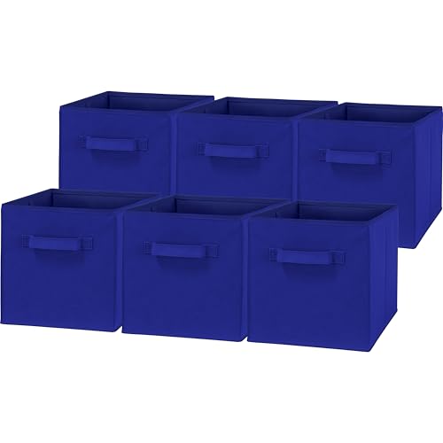 11-Inch Foldable Cube Storage Bins, Dark Blue, 6-Pack