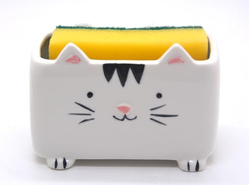Ceramic Cat Sponge Holder for Kitchen Sink