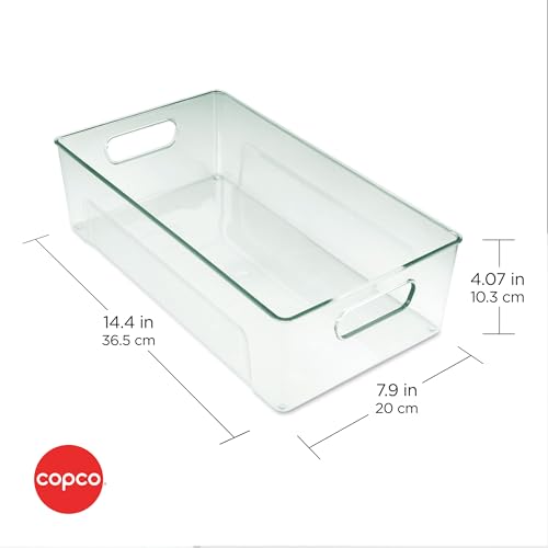 Storage Bin for Refrigerator and Pantry Organizers - Clear Green Fridge Bin with Built-In Handles, 14.4 x 7.9 x 4 Inches, Kitchen and Bathroom Storage Organizer - view 2
