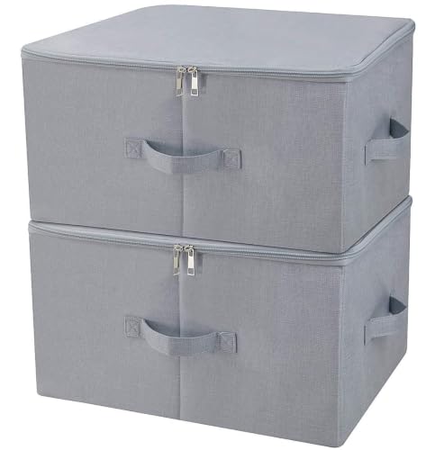 17.6 X 13.6 X 9.7",Folding Closet Clothes Storage Boxes with Zip Lid, 2 PCS