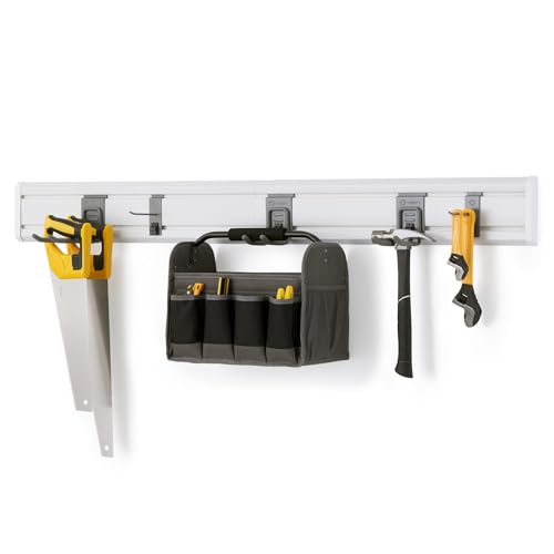 7-Pc Heavy Duty Wall Track Storage Kit, 2 PVC 28" Panels, 5 Hooks