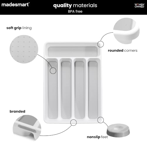 Classic 5 Compartment Compact Silverware Tray, White - view 5