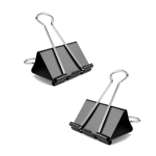Binder Clips, 72 Pack, 1 Inch, Standard 25mm, Black, Fold Clamp, Capacity 0.47 Inch, Metal Paper Clips, Office Clips, School & Home Use - view 5
