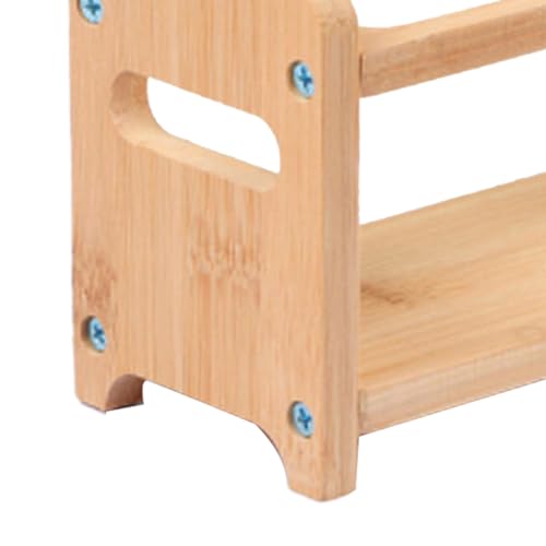 4 Hole Wooden Oil Bottle Rack, Slim Structure, Kitchen Organizer Storage System, for Spice Bottles, Jars, Seasonings, Baking Supplies (Square Slots) - view 6