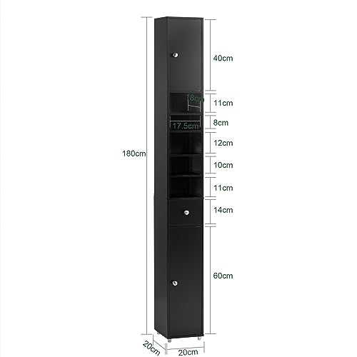 Narrow Bathroom Storage Cabinet, 7.8 x 7.8 x 70.8 in, Black - view 3