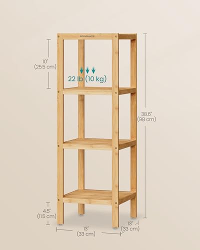 4-Tier Bamboo Shelf, Freestanding Bathroom Storage Rack - view 3