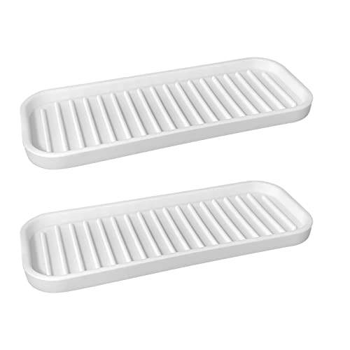 Silicone Sponge Holder - Sponge Tray for Kitchen Sink White 2 Pack