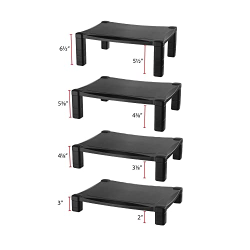 Single-Level Monitor Stand, 17" X 13.25" X 3" To 6.5", Black, Supports 50 Lbs - view 2
