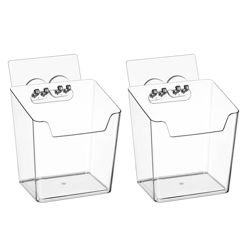 2 Pack Adhesive Cabinet Door Organizer, Clear Wall-Mounted Storage Bins(S)