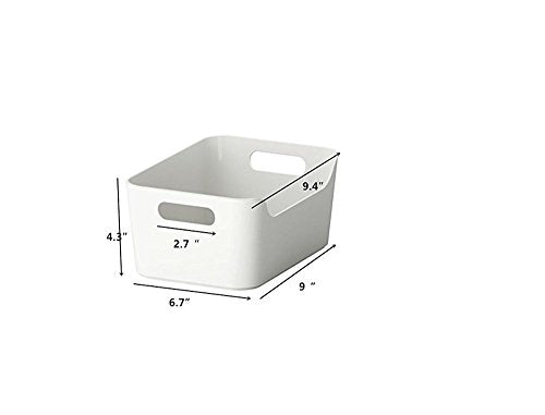 Pantry Organization And Storage Baskets, Open Storage Box Under Sink Organizers,Kitchen Cabinet and Pantry Storage Organizer Bin - two cut-out handles that make 9.4 x 6.7 x 4.3 Inches (White) - view 2
