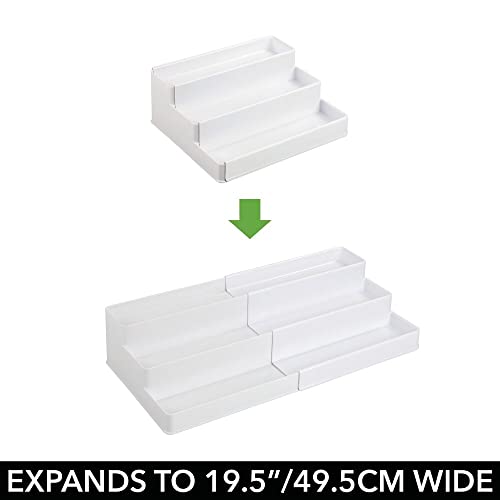 Plastic Expandable 3-Tier Shelf Rack Organizer - Storage for Bathroom Vanity, Cabinet, Cupboard, Drawer - Holds Medicine, Vitamins, Supplements, Cosmetics - Ligne Collection - White - view 3