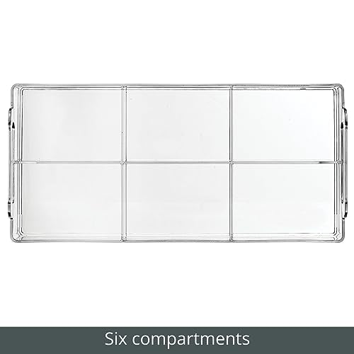 Compact Plastic Tea Storage Organizer Caddy Tote Bin - 6 Divided Sections, Built-in Handles - Holder for Tea Bags, Packets, Sweeteners and Small Packets - Lumiere Collection - Clear - view 5
