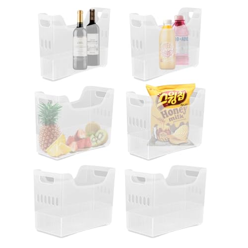 6 Pcs Plastic Freezer Organizer Bins, Clear Refrigerator Baskets