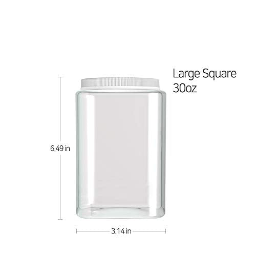Silicook Clear Plastic Jar, Set of 3-30oz, Square Shaped, Transparent, Food Storage Container, Kitchen & Household Organization for Dry goods, Spices, Vegetables, Ingredients and More - view 2