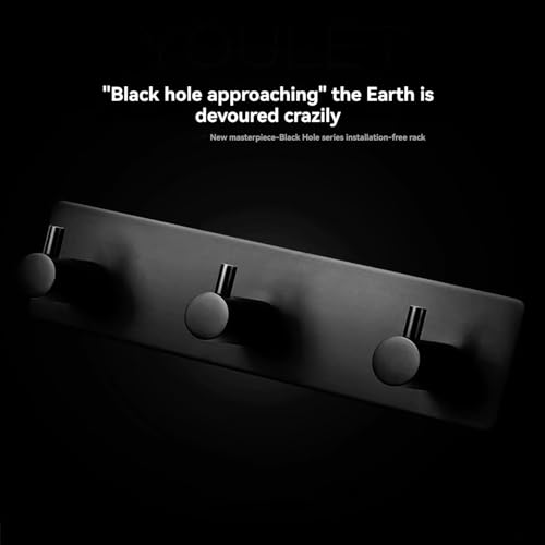 Black Key Holder for Wall 304 Stainless Key Hooks Adhesive Key Holder Wall Mount Key Hanger with 3 Heavy Duty Hooks Key Organizer for Kitchen, Bedroom, Bathroom (Black(3 Hooks)) - view 2