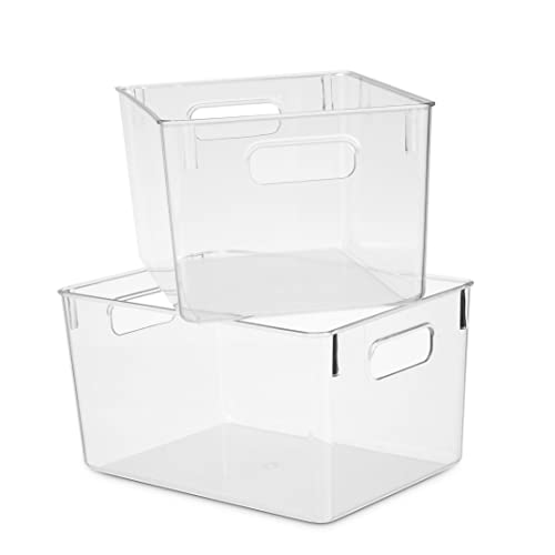 Pack Of 4 Plastic Kitchen Organization Pantry Storage Bins - Fridge Organizer Household Food Baskets for Countertops, Cabinets, Refrigerator, Freezer, Bedrooms, Bathrooms - view 3