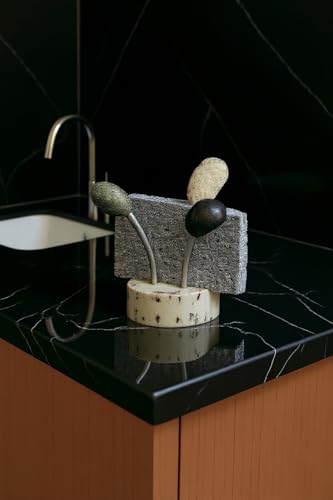 Natural Granite Sponge Holder with Aluminum Accents - Fast Drying Sponge System for ALL Sinks - Decorative Countertop Accessory for Kitchen, Bathroom - Made in the USA - view 5