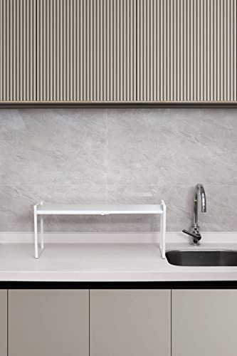 Expandable Shelf for Cabinets, Cabinet Shelf Riser, 12" White - view 2