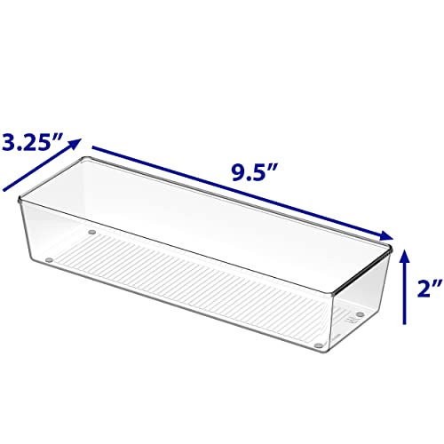 Clear Drawer Organizer for Office Bin Desk Storage, 3.25"x 9.5", 4 Packs - view 5