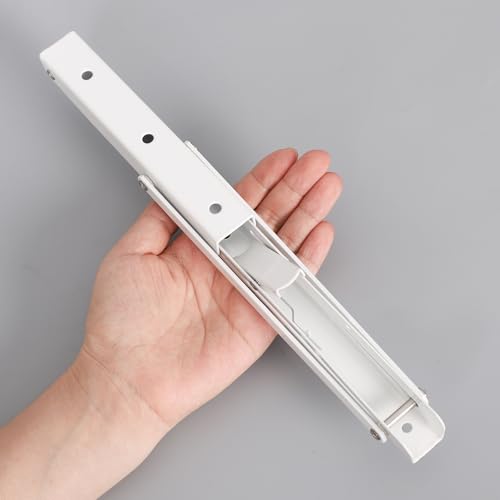 2 Pcs Folding Shelf Brackets,10 Inch White Collapsible Shelf Bracket for WorkbenchShelf Hinge Wall Mounted Space Saving DIY Bracket,with Screws. - view 4