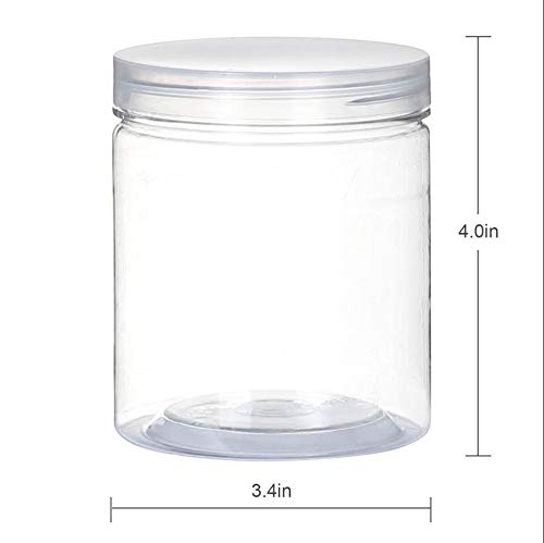 16 OZ Plastic Jars with Lids, 12 Pack Clear Plastic Slime Containers for Kitchen and Household Food Storage of Dry Goods, Creams and More,Included Extra Label and A Pen - view 2
