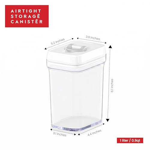 Airtight Food Storage Containers for Pantry With White Lids 1L - 6 Pack - Clear Plastic Air Tight Kitchen Containers Pantry Organization and Storage BPA-Free Keeps Food Fresh & Dry - view 5