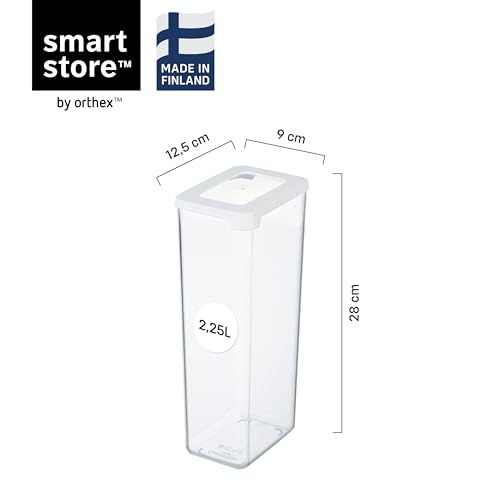 Clear Airtight Dry Food Containers with Lids | 2.25L Set of 4 | Organiser for pasta, spaghetti | BPA Free | Dishwasher Safe | Stacking Kitchen Storage | 12.5x9x28cm - view 2