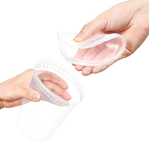 20 Sets 32 oz Plastic Deli Food Containers With Lids, Airtight Food Storage Containers, Freezer/Dishwasher/Microwave Safe, Soup Containers For Takeout Meal Prep Storage - view 3