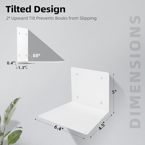 Invisible Floating Bookshelves Wall Mounted White - view 3