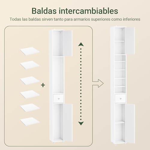 Tall Bathroom Storage Cabinet, 7.8 x 7.8 x 70.8 in, White - view 5