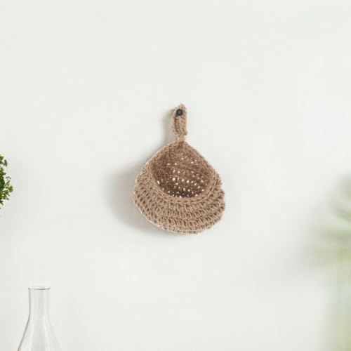Bohemian Woven Hanging Wall Basket, Jute Cotton Rope, 23x15x10cm - view 4